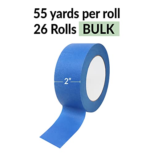 Reli. Blue Painters Tape 2 Inch Wide 26 Pack | Painting Masking Tape, Bulk