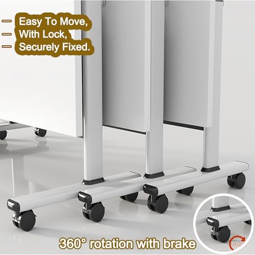 Conference Room Table 1/2/4/6/8 Pack Folding Conference Table, Office Training Room Table with Silent Wheels, Modern Meeting Table for Office ClassroomFlip Top Rolling Seminar Meeting(1pack,47x24x30in