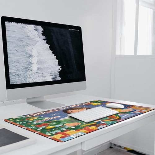 Watch Christmas Locked Edge Desk Mat & Mouse Pad Premium Rubber Desk Protector Large Size for Laptop/Keyboard Multi-Size Optional for Home Office Internet Cafe