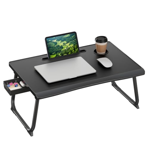 SONGMICS Foldable Lap Desk, Portable Bed Desk Table Tray w/Cup Holder Tray