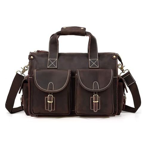 Handbag Business Briefcase 13.3inch Laptop Bag Vintage Travel Shoulder Bag Messenger Bag (A)