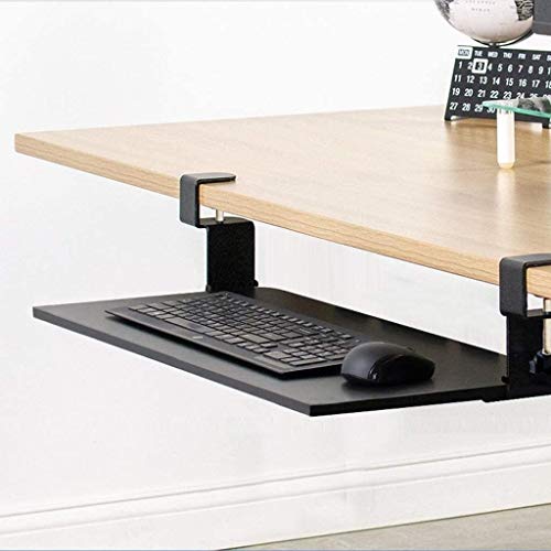 AUGUSE Keyboard Tray Drawer, Keyboard Platform Tray Steady Clamp On Keyboard Shelf No Need to Drill Into Desk Retractable to Slide Under Desktop for Home Or Office