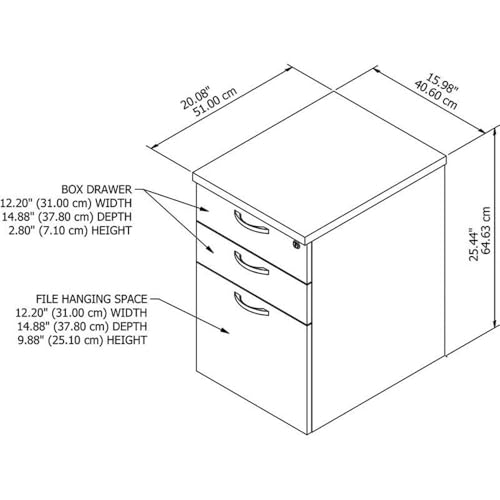 Bush Business Furniture Easy Office 3 Drawer Mobile File Cabinet in Pure White