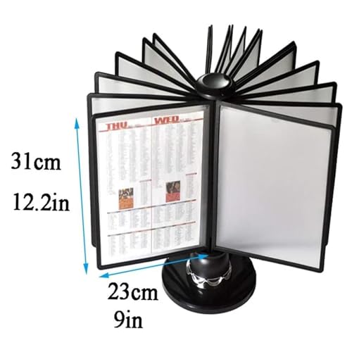 UMJIGF Rotatable Desk Reference Organizer, 20 Double-Sided Panels, 40 Sheet Capacity, Catalog Display Rack, for Office/Home Display and Storage A4 Documents, Space Saving,Gray-20 pages
