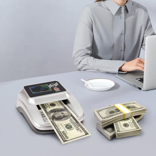 Money Counter Machine for Usd, Dollar Bill Detector with 5 Anti-Counterfeit Detection (UV/Ir/Mg/RGB/Size), LCD Display, 2 Seconds Fast Counting – Compact 6.3"X5.7"X2.7" – 110v Plug