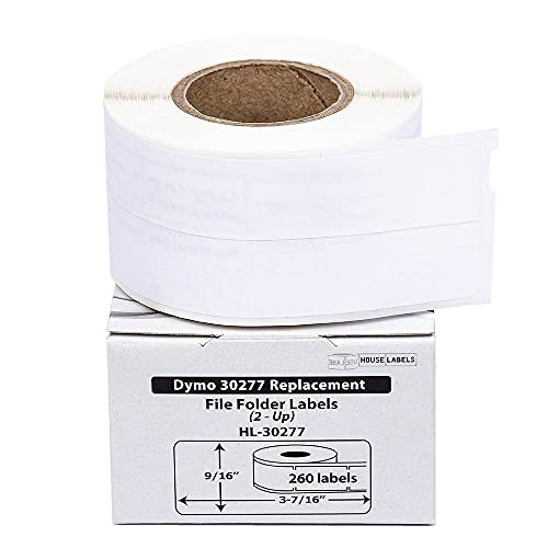 HouseLabels Compatible with Dymo 30277 Labels, 9/16" x 3-7/16"; 2-Up