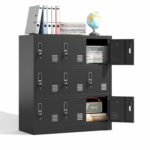 EKJ Metal Locker 9 Doors Storage Cabinet, Lockers for Employee