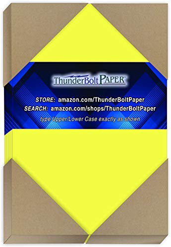 3000 Neon Yellow Fluorescent Color Cardstock - 4" X 6" (4X6 Inches) Photo|Card|Frame Size - 65# lb/Pound Light Card Weight Cover Paper - Quality Printable Smooth Surface Sheets