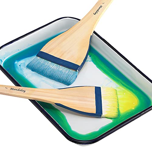 Creative Mark Mandalay Professional Goat Hair Hake Brush 6 Pack - 4" Wide Paint Brushes with Paddle Handle for Professional Artists - Soft Natural Bristles Ideal for Sumi-e and Color Washes