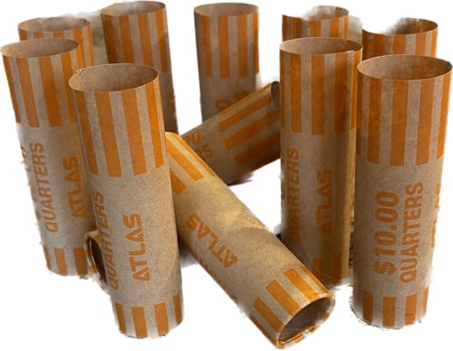 ATLAS Preformed Coin Wrappers - 1008 Count Quarter Coin Roll Wrappers - Precrimped for Easy Coin Handling. Sort Your Loose Change by Hand or use Any Brand of Automatic Coin sorter (ACW-1008Q)
