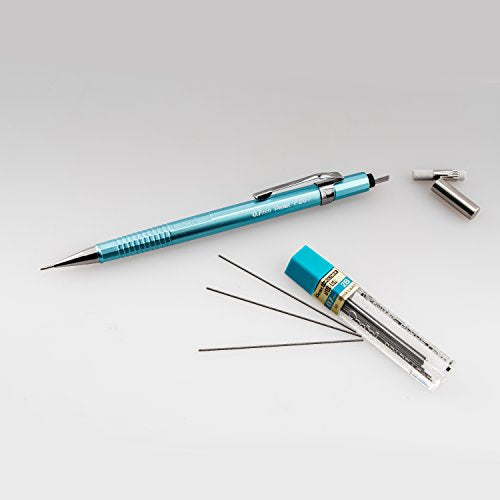 Pentel Sharp Mechanical Pencil (0.7mm) Metallic Sky Blue Barrel, Box of 12 (P207MS)