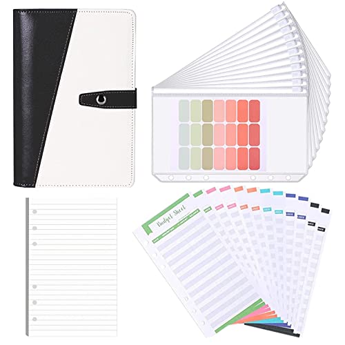 HBJWOV A6 Budget Binder Cash Envelopes Planner Organizer, with Binder Pockets,Budget Sheets,Filler ​Paper for Budgeting Money Saving(E)