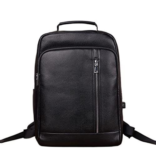 AODFDSJH Genuine Leather Men's Shoulder Backpack Cow Multifunctional Travel Bag Leisure Computer for 15inch