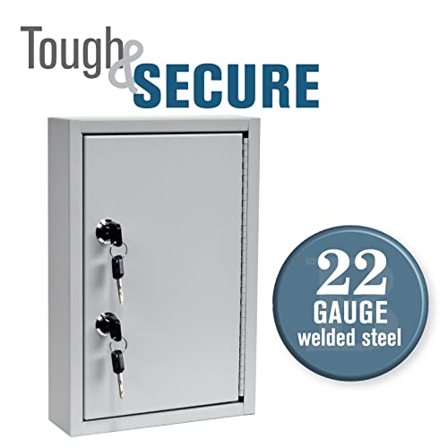 BankSupplies Fort Knox 40 Key Cabinet - Dual Lock Control Key Box - Welded 22 Gauge Steel Construction - Scratch Resistant - Write-On Key Tags for Easy Identification