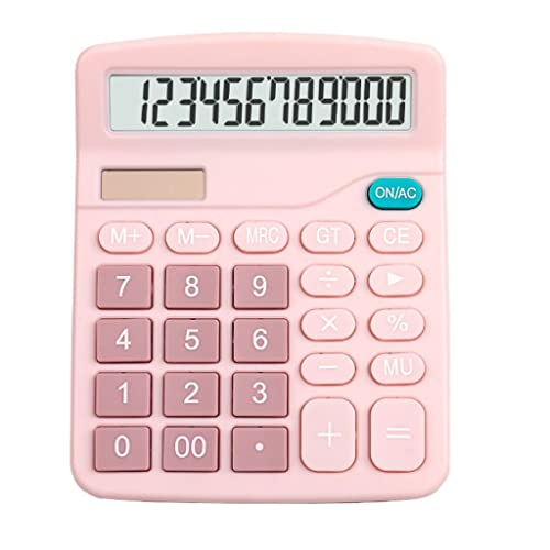 QERTYHJK 12 Digit Desk Solar Calculator Large Big Buttons Financial Business Accounting Tool for School Student Office
