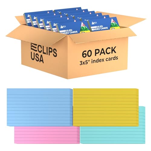 Index Cards 3x5 Bulk (6000 Cards Pastel) Colored Flash Cards For Studying Note Cards Flashcards Notecards 100 Per Pack (60 Pack)