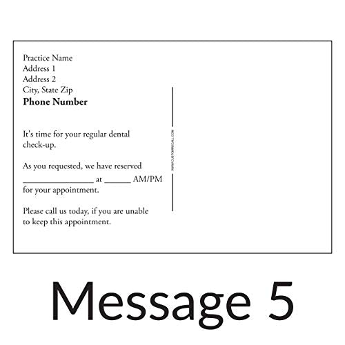 Appointment Reminder Postcards for Dentists. Customize Card Front and Back with Practice Info. 4"x6" Card, Full Color Front with Premium High Gloss UV Coating, Premium 16 Pt. Card Stock (2500)
