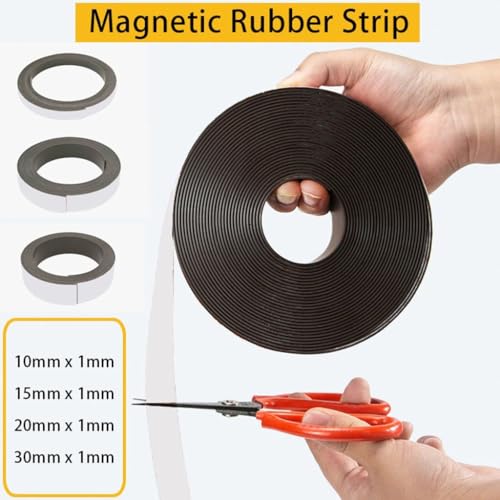 YTCEZ 1-10 Meter Self Adhesive Rubber Magnet Strip 10 * 1 15 * 1 20 * 1 30 * 1mm Tape Rubber Refrigerator Flexible Magnetic Strip for Home(W 30MM X T 1MM,10Meter)