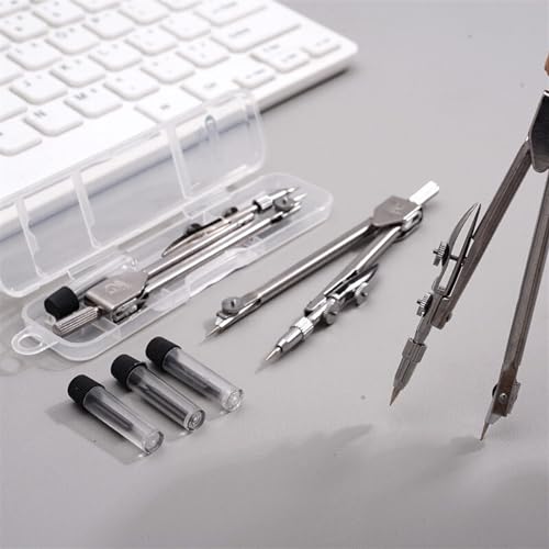 MENGKK Drafting Compasses Metal Compasses Set for Drawing Engineering Circle Design Instrument Tool Office School Student Drafting with Box Pencil Lead