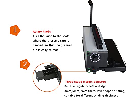 INTBUYING All Steel Metal Base Wire Coil Binding Machine 34Holes 3:1 Square Punching-Binding Machine Binding Iron Ring Machine 120 Sheets Binding Capacity#TD1200 Machine a Cahier Spirale
