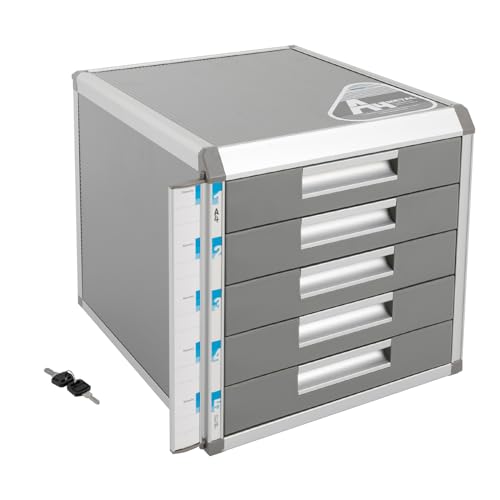 Josbuynls File Cabinet, Desk Organizer with 7 Drawers Metal Desktop Storage Cabinet File Holder with Locks and Keys for Home Office Organization (5 Layers-5 Small Floors)
