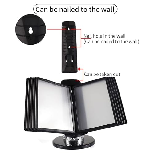Magnetic Flip-Page Folders, 10 Double-Sided Display Pockets, Catalog Rack A4 Documents