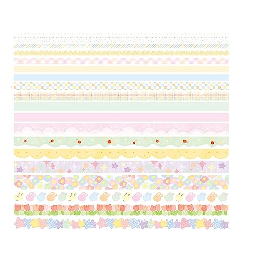 UOHLCX 20 Pcs Washi Tape Rainbow Flower Art Decorative Adhesive DIY Scrapbooking Sticker