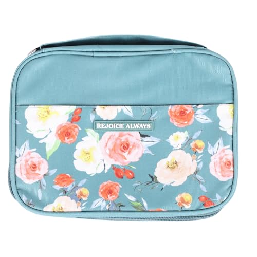 Large Teal Pink Bible Bag Book Case | Bible Cover Case for Women | Bible Case for Girls | Bible Carrying Case | Bible Book Cover - Handle Ribbon Bookmark Pen Loop Organizer Pockets 10.12X7.62X2 Inches