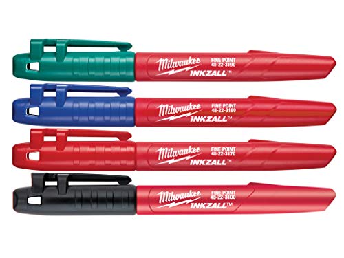 Inkzall Jobsite Markers - Black, Blue, Green, Red, Pack of 6 (24 total)