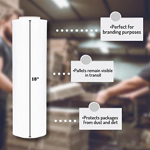 PSBM Dark White Stretch Wrap, 8 Rolls 18 Inch x 1000 Feet 100 Gauge, Heavy Duty Plastic Wrap Industrial Strength Shrink Film for Moving, Packing & Shipping