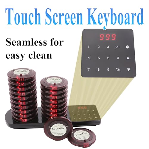 LOUKIENE Restaurant Paging System Wireless Calling System 20 Coaster Pagers