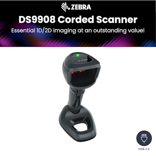 Zebra DS9908 Handheld & Handsfree Barcode Scanner | 1D/2D, QR, Digimarc