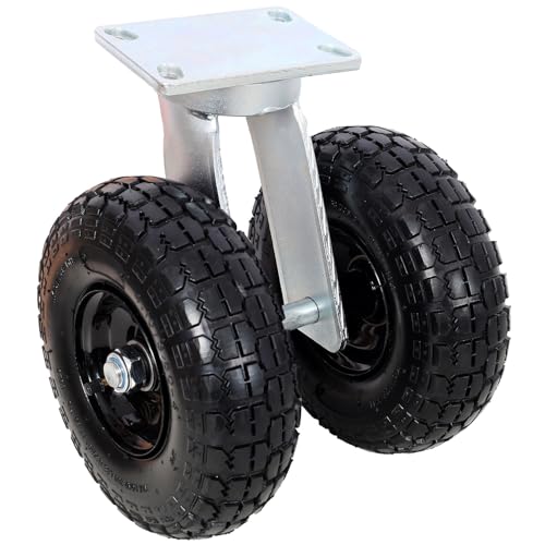 SRECELL 10 Inch Dual Pneumatic Swivel Caster Wheel, Heavy Duty Air Filled Caster with Zinc Plated Top Plate, 660 lbs Capacity Industrial Wheel for Carts, Equipment and Transport Use