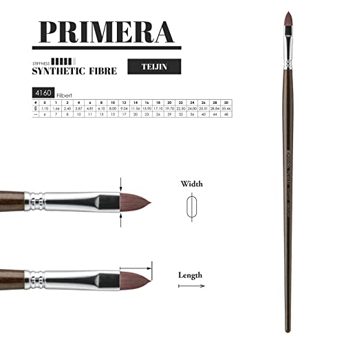 Escoda Primera Series 4160 Artist Oil and Acrylic Paint Brush, Synthetic Maroon Teijin Filament, Filbert, Size 26