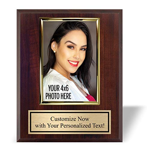 Awards4U Personalized 8x10 Photo Plaque with 4x6 Vertical Picture Holder | Custom Text Included | Gold Frame Photo Holder