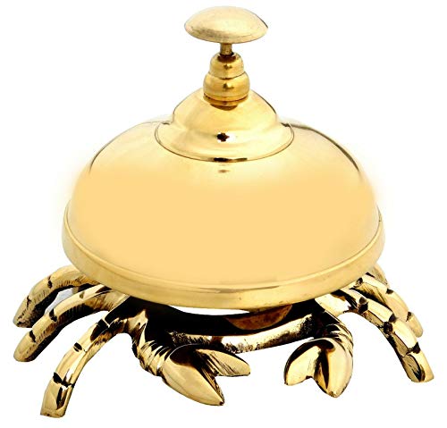 Vintage Antique Brass Crab Bell Hotel Counter Reception Bell Teacher Desk Bell