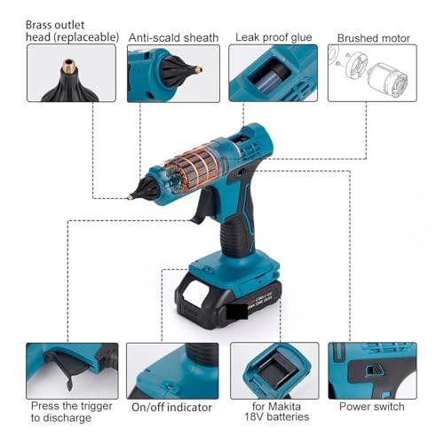 Hot Glue Gun, Hot Silicone Gun 500W Cordless Electric Glue,Cordless hot Glue Gun(No Battery)