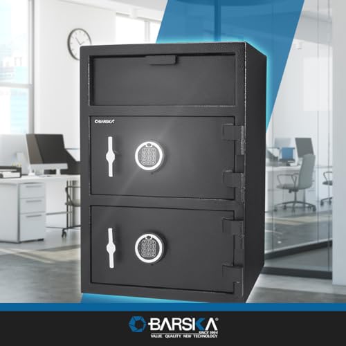 Barsaka Steel Double Door Depository Safe Front Loading Drop Slot Parcel Mail Safe with Locker Dual Electronic Lock