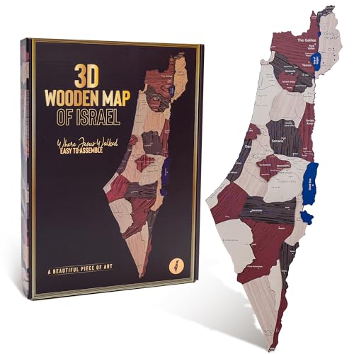 3D Wooden Map of Israel, Large - 72" x 27", Biblical Places Captured, Great for Christian homes/schools/offices, Where Jesus walked, XXL