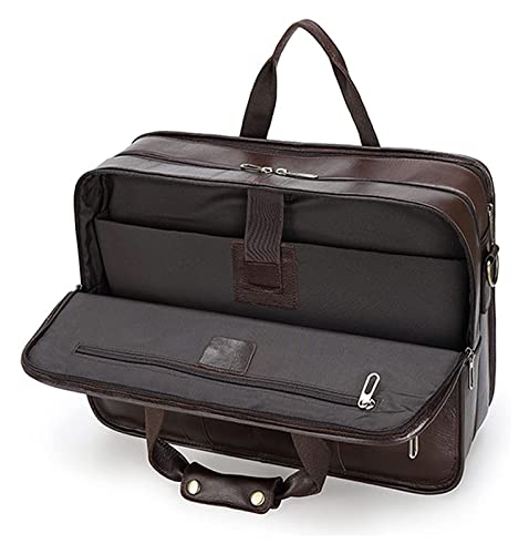 LLzyx Leather Briefcase for Men 15.6inch Laptop Bag Office Messenger Business Travel Computer Shoulder Handbag Briefcase