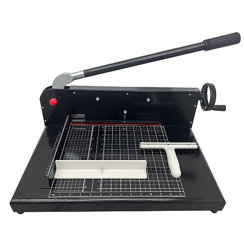 EQCOTWEA Manual Stack Paper Cutter, Max 12.2inch A4 Cutting Width Guillotine Paper Trimmer, 0.02inch-1.58inch(0.5-40mm) Cutting Thickness with Gridlines Metal Base Desktop Stack Cutter Black Color
