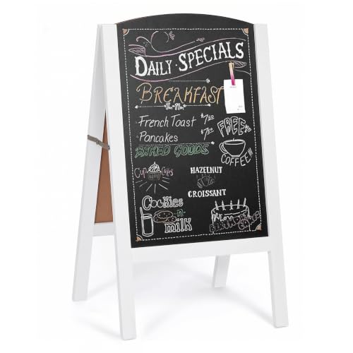 Ilyapa A-Frame Chalkboard Sidewalk Sign, 18x32 Inch - White, Sturdy