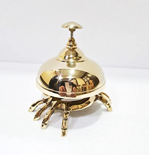 Marine Nautical Store Vintage Decorative Antique Brass Crab Bell Hotel Counter Reception Bell Teacher Desk Bell