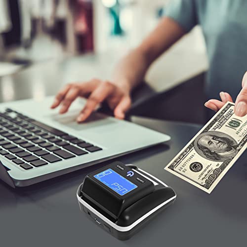 AL-130A Portable Bill Detector, 500mAH Lithium Battery Fake Money Checker Currency, AC100V~240V Note Verifier Validator with UV MG IR Image Detection & LED Display for Shops Offices Banks