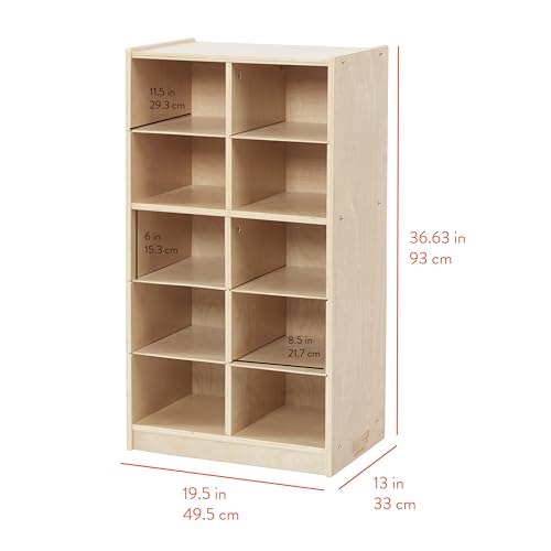 Back2School Express 10-Cubby Mobile Storage Cabinet, 5x2, Natural