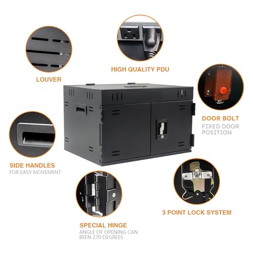 12 Device Portable Tabletop Charging Cart with Lock |Up to 17" Screen