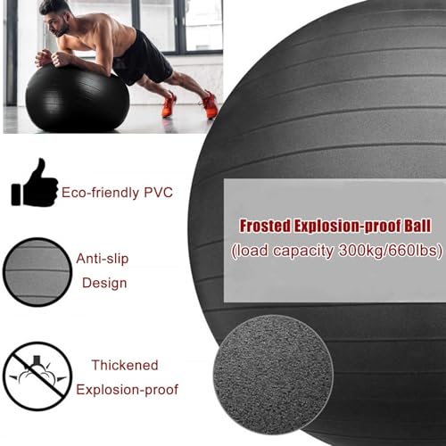 JAVPTAV Ergonomic Balance Ball Chair Rolling Stool, Office Desk Exercise Ball Chair with Brakeable Wheels, Realigns Curved Spines and Relieve Back Pain