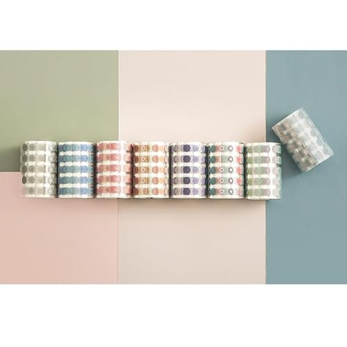 OISNGWNG 10Roll Color Dots Washi Tape PET Decorative Adhesive DIY Scrapbooking Sticker Label