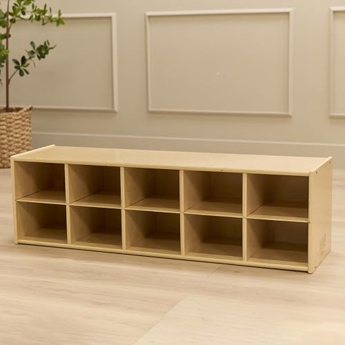Back2School Express Sleekline 10-Cubby Storage Cabinet, 2x5, Natural