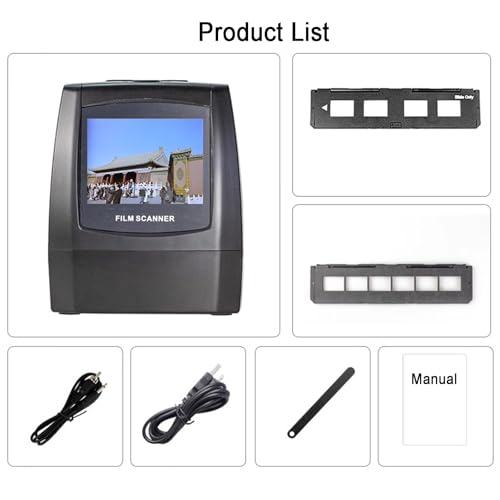 Film & Slide Scanner, High Resolution Slide Viewer, with 2.36 LCD Screen, Easy Load Film Adapters, Converts 35mm, 126, 110